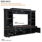Farmhouse Entertainment Wall Unit with Bookshelf for TVs Up to 70', Walnut TV Stand with Adjustable Shelves, Mid-Century Media Console with Wine Rack for Living Room, Black (NEW SKU: N721S000046B-2) - Grand Goldman Shop