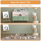 Kids bookcase with Collapsible Fabric Drawers, Children's Book Display, Toy Storage Cabinet Organizer, White/Green | Premium 