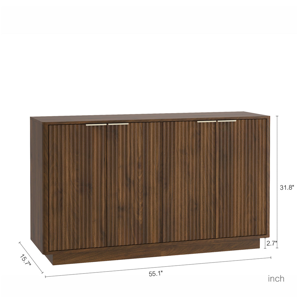 Wood Modern Buffet Cabinet with Storage, Fluted Sideboard Large Buffet with Adjustable Shelves, Credenza, Accent Cabinet Console Table - Grand Goldman Shop