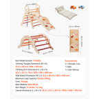 Pikler Triangle Set, 9-in-1 Toddler Climbing Toys Indoor, with 2 Wooden Cars, Cushion, Triangle, Arch, and Ramp, 150 lbs Load