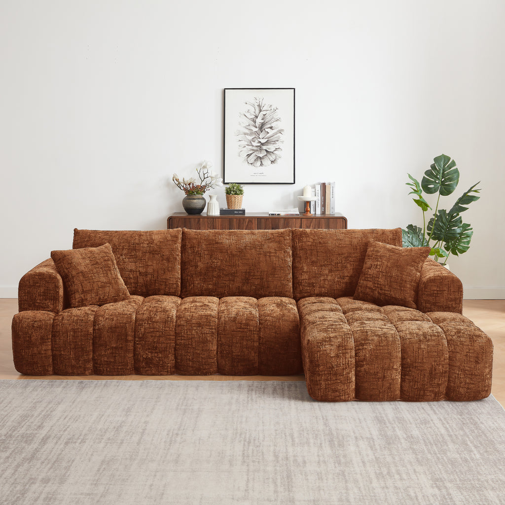 Chenille L-Shape Luxury Sectional Oversized Sofa,Mnimalist Design,Comfy Sleeper Couch for Living Room,Apartment&Reception Spaces,No Assembly Required - Grand Goldman Shop