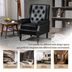 Modern Accent Armchair with Sturdy Wood Legs in Black PU Leather for Living Room or Bedroom - Grand Goldman Shop