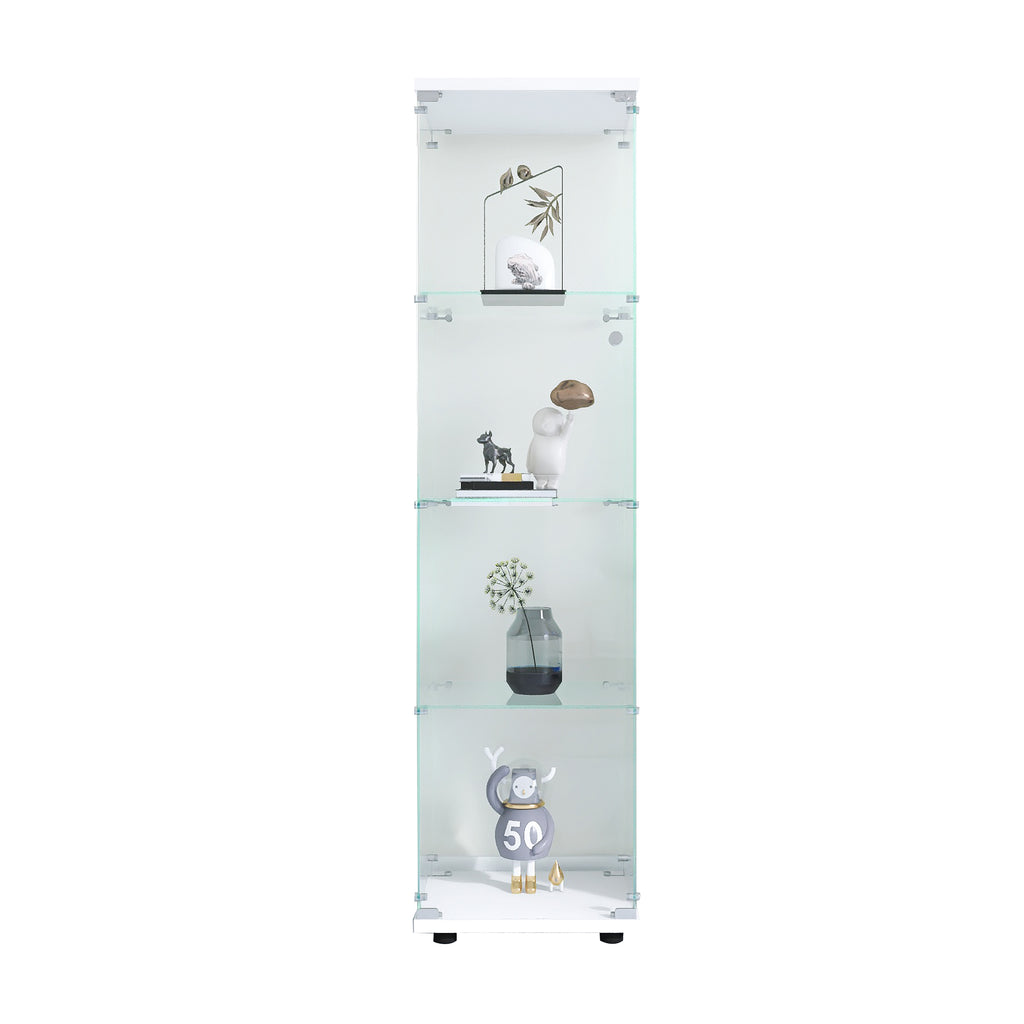 Glass Display Cabinet 4 Shelves with Door, Floor Standing Curio Bookshelf for Living Room Bedroom Office, 64.7'*16.7'*14.3' 
