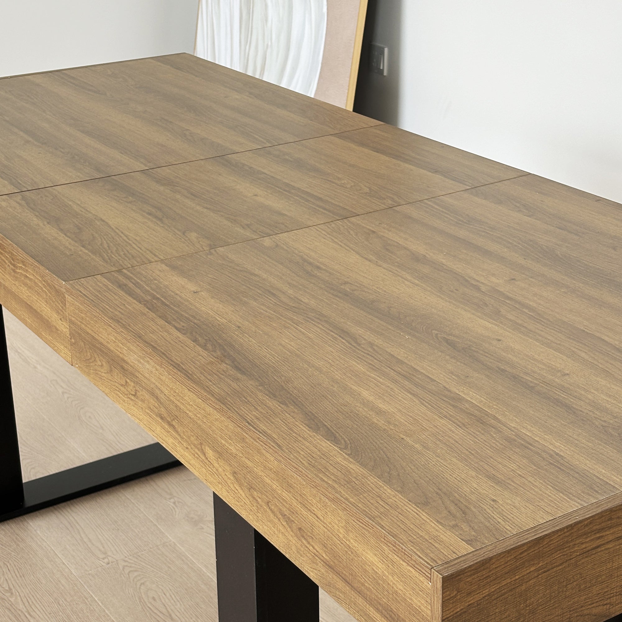 Rectangle extendable dining table for 6-10 people aged effect wood and black 160-200 cm - Grand Goldman Shop