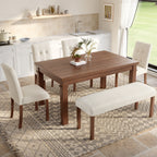 6-Piece Modern Dining Set, Rectangle Kitchen Table with 4 Upholstered Chairs & Bench, Ideal for Dining Room and Living Room, (Easy Assembly, Space Saving) - Grand Goldman Shop