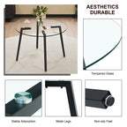 Modern simple style round transparent tempered glass table, tempered glass table top, black metal legs, suitable for kitchen, dining room and living room, 42 '*42' *29.5 '1123r - Grand Goldman Shop