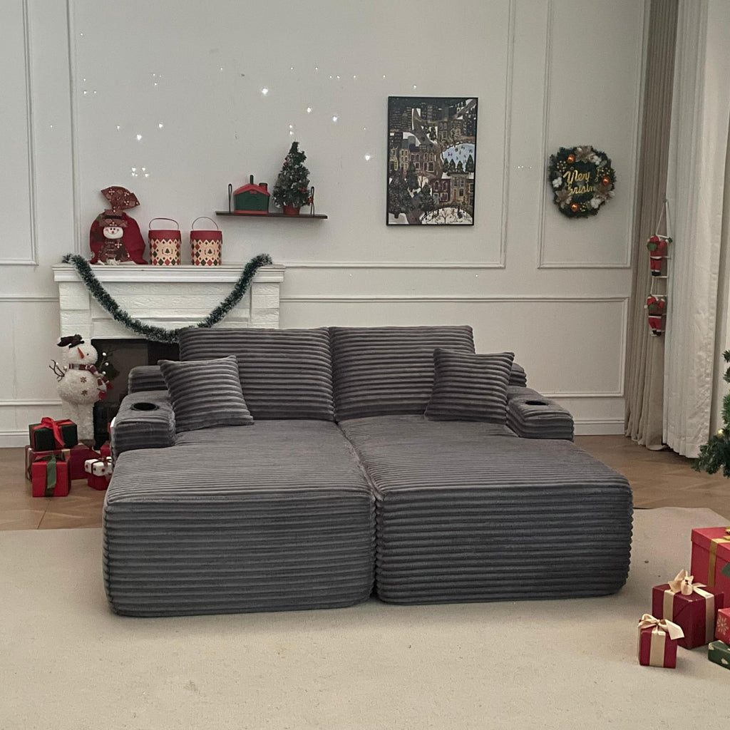 69'Cloud Sectional Couch, L-Shape Chaise with R-Shape Chaise with Deep Seat and Comfortable 2 Seater Couch for Modern Living Room,(Plush Fabric),Grey - Grand Goldman Shop