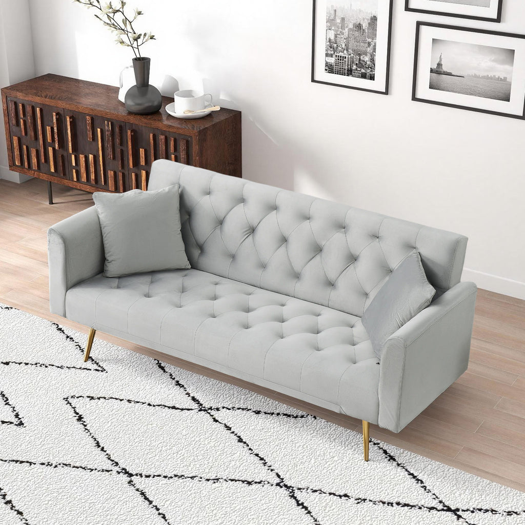 71-inch convertible love seat sofa, American vintage grey velvet material, suitable for small living room, bedroom, office - Grand Goldman Shop