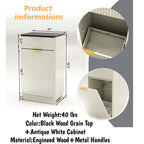 10-Gallon Woodgrain Tilt-Out Trash Can Cabinet Wooden Garbage Recycling Cabinet with Wave-Textured Hideaway Drawer&Pull-Out Bin-Multipurpose Kitchen/Bath Organizer in Antique White Finish - Grand Goldman Shop