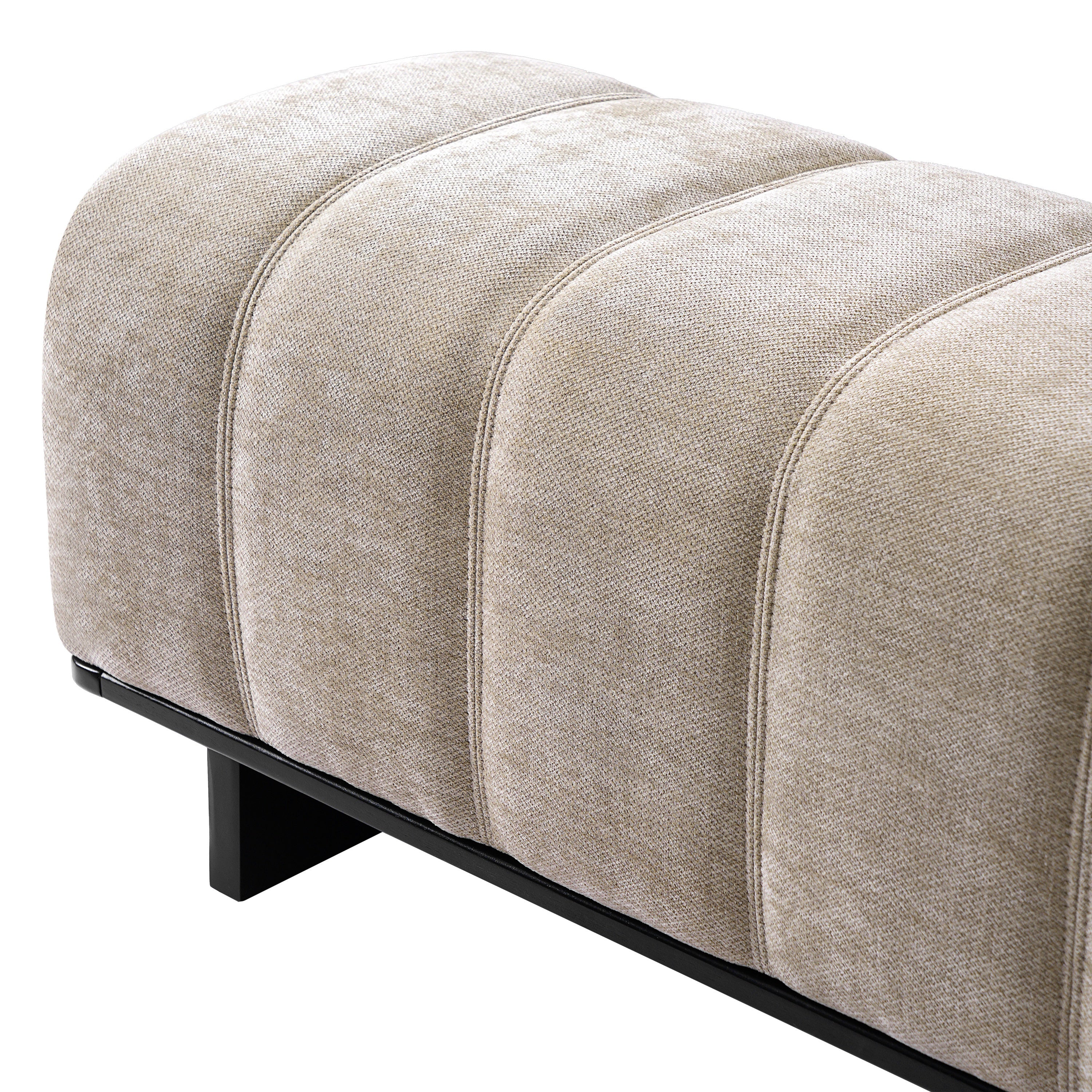 Indoor Dining Bench in Oatmeal Chenille Fabric with Rubber Wood Legs, Comfortable Seating for Dining Room or Living Area - Grand Goldman Shop