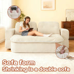 Modern Floor Sofa with 2 Pillows,Convertible Chenille Fabric Foam-Filled Sleeper Sofa Bed, no assembly required,Convertible Sofa Cushion Unfolds into Quilt,Folding Mattress for Living Room,Playroom - Grand Goldman Shop