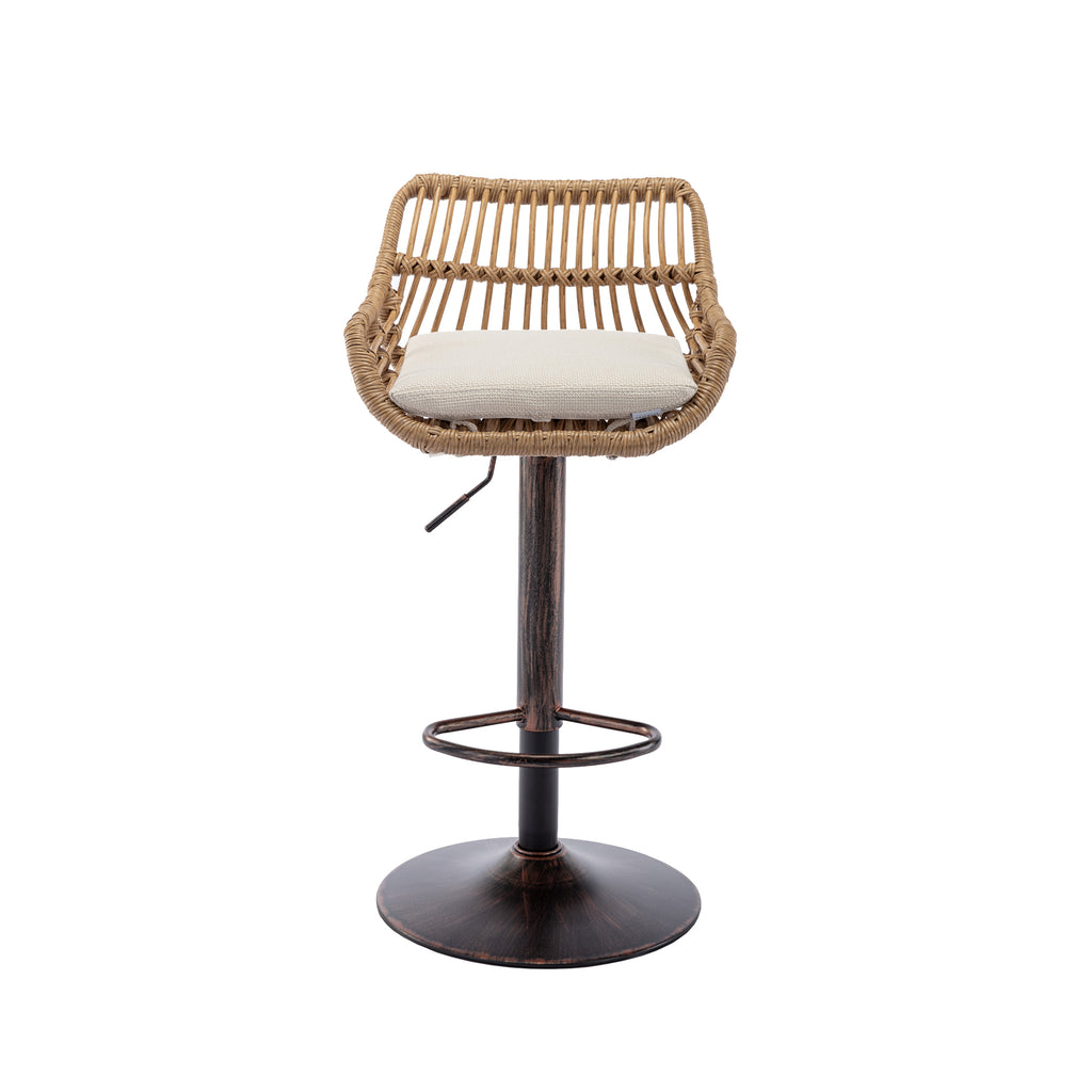 COOLMORE Modern Swivel Bar Stools Set of 2 with Adjustable Counter Height and Footrest in Beige Linen - Grand Goldman Shop