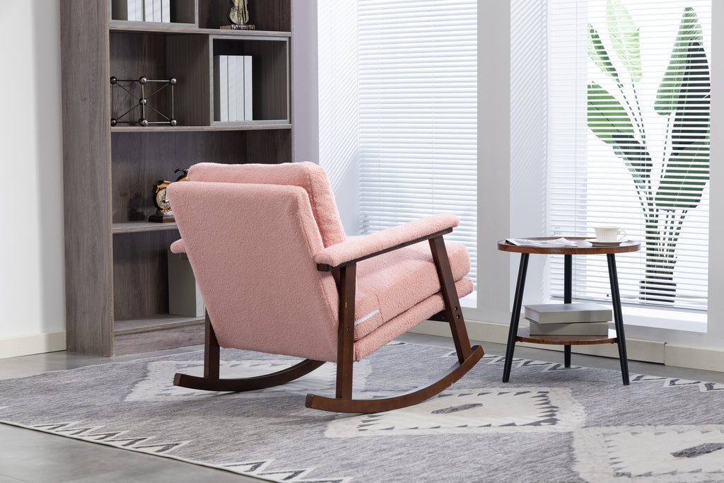 Mid Century Modern Accent Chair ,rocking chair with Wood Frame, Upholstered Living Room Chairs , Reading Armchair for Bedroom Sunroom - Grand Goldman Shop