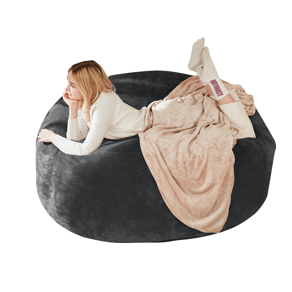 6FT bean bag chair, memory foam filling, adult and teen bean bag chair, soft sofa with removable flannel cover, round sofa for living room, bedroom, college dorm. - Grand Goldman Shop