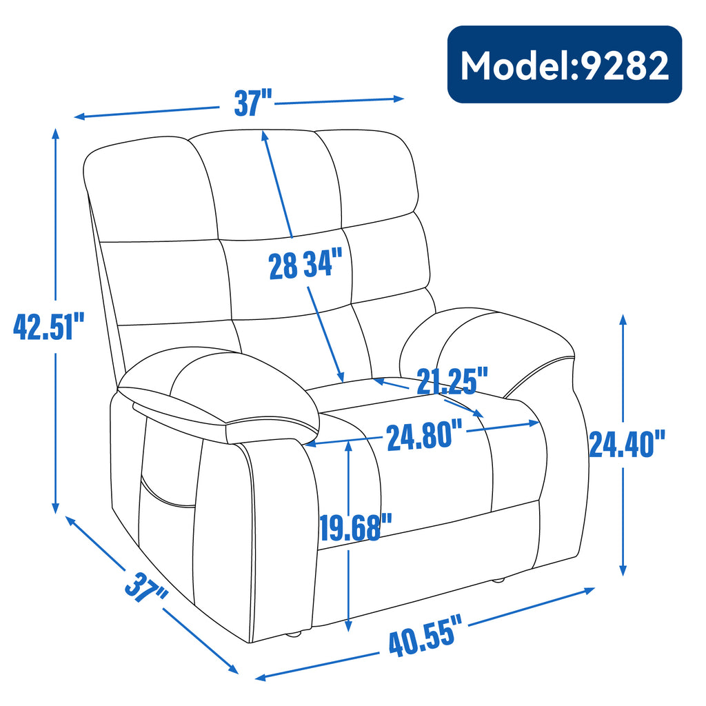 Lift Recliner Chair Heat Massage Dual Motor Infinite Position Up to 350 LBS Large Electric Power Lift Recliners with Power-Remote, Medium-firm and Heavy duty, Blue - Grand Goldman Shop