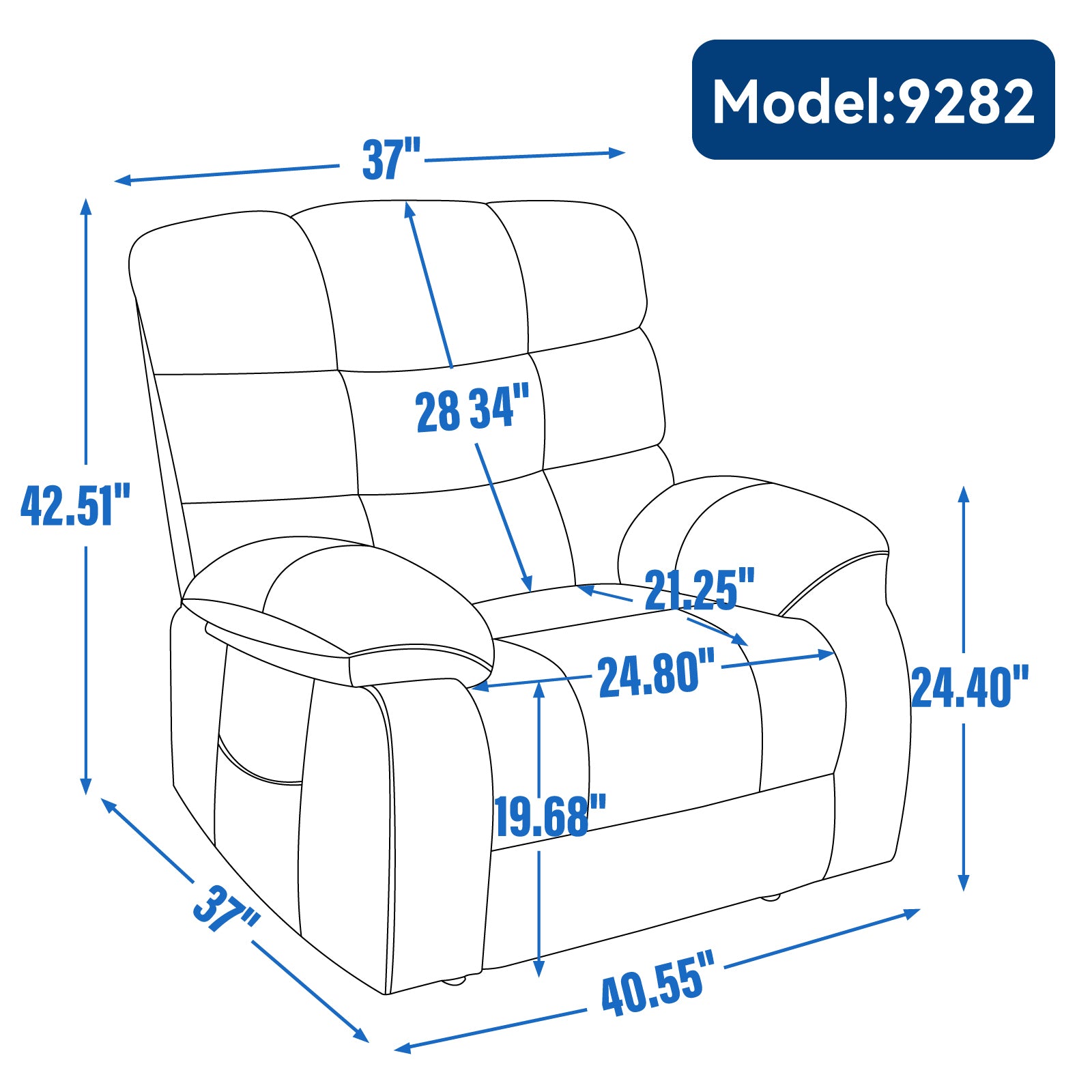 Lift Recliner Chair Heat Massage Dual Motor Infinite Position Up to 350 LBS Large Electric Power Lift Recliners with Power-Remote, Medium-firm and Heavy duty, Blue - Grand Goldman Shop