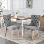 Nikki Collection Modern, High-end Tufted Solid Wood Contemporary Flax Upholstered Linen Dining Chair with Wood Legs Nailhead Trim 2-Pcs Set,Gray, SW6801GY - Grand Goldman Shop