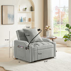 3-in-1 Sofa Bed, Convertible Sleeper Chair Sofa Bed Adjustable Pull Out Sleeper Chair Bed Multi-Pockets Folding Sofa Bed for Living Room Bedroom Small Space (Grey) - Grand Goldman Shop
