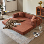78.8' Compression Sofa,Convertible Floor Sofa Bed-with Pillow Back Support Armrest,Comfy Futon Couch Sleeper Bed,Loveseats Boneless Modular Sectional Sofa,Corduroy fabric,for Living Room,Bedroom,Brown - Grand Goldman Shop