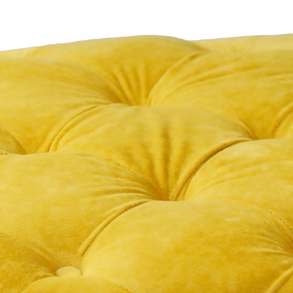 Yellow Modern Velvet Upholstered Ottoman, Exquisite Small End Table, Soft Foot Stool, Dressing Makeup Chair, Comfortable Seat for Living Room, Bedroom, Entrance - Grand Goldman Shop