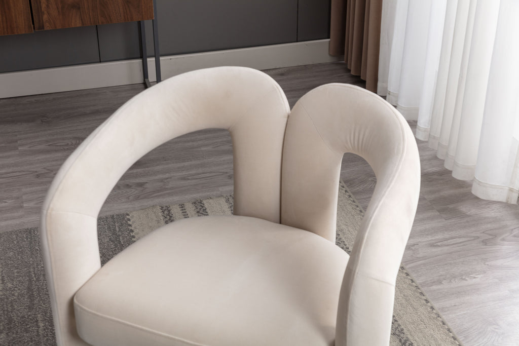 Contemporary Designed Velvet Fabric Upholstered Accent/Dining Chair /Barrel Side Chairs Kitchen Armchair for Living Room set of 2 (Beige Velvet) - Grand Goldman Shop