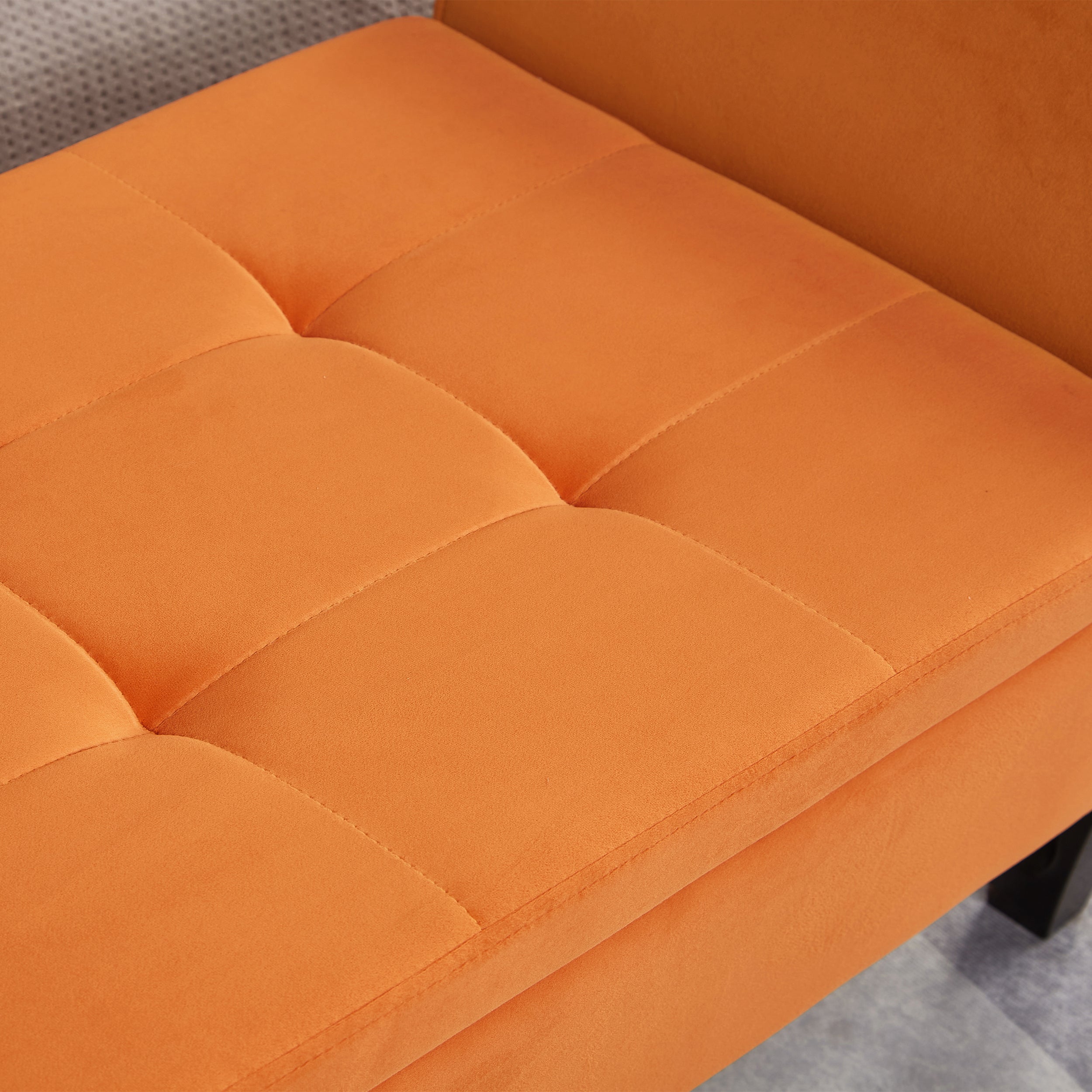 51.5' Bed Bench with Storage Orange Velvet - Grand Goldman Shop