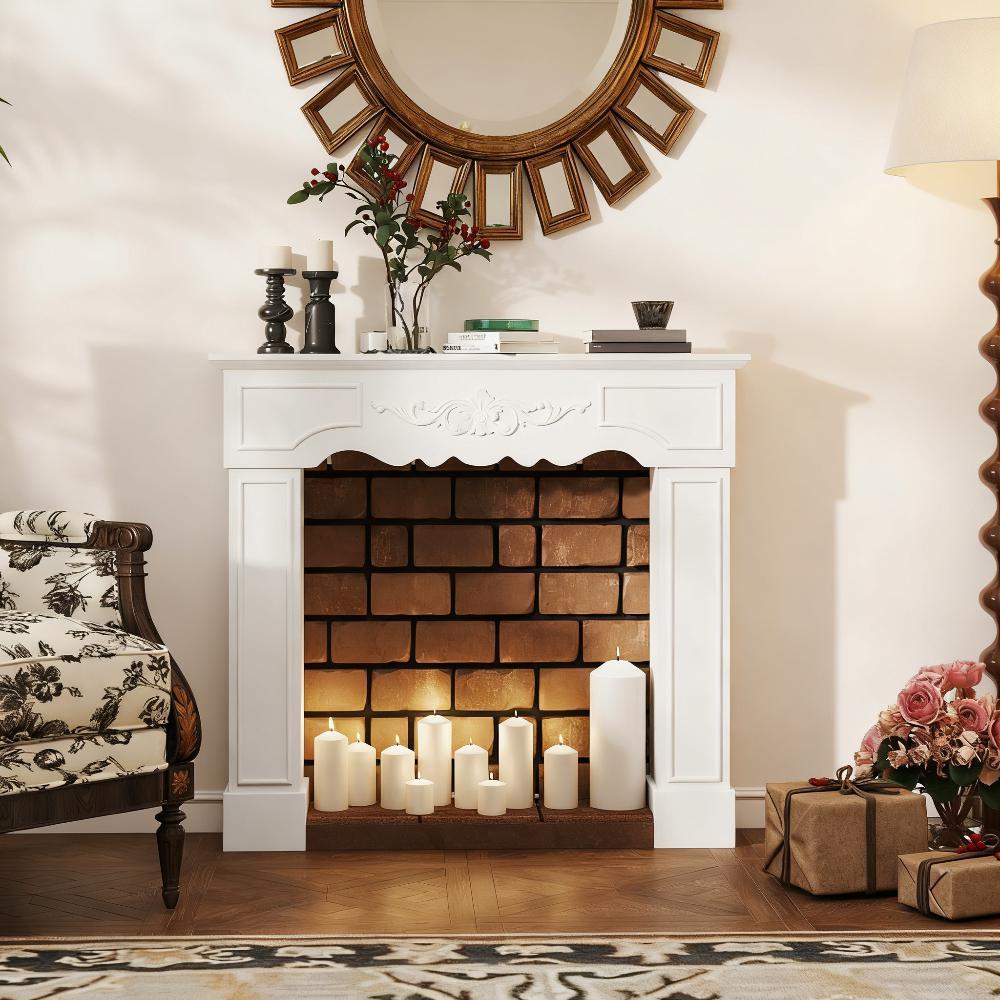 Fireplace Mantel, Freestanding Fireplace Surround with Leg for Electric Fireplaces - Grand Goldman Shop