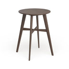 Mid-Century Modern Round Wooden Bar Table – 42' High Bar Table with Tapered Legs for Kitchen, Dining Room or Home Bar, Natural Walnut - Grand Goldman Shop