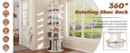 6-Tier Spinning Shoe Rack, Free Standing 360° Revolving Shoe Organizer,white - Grand Goldman Shop