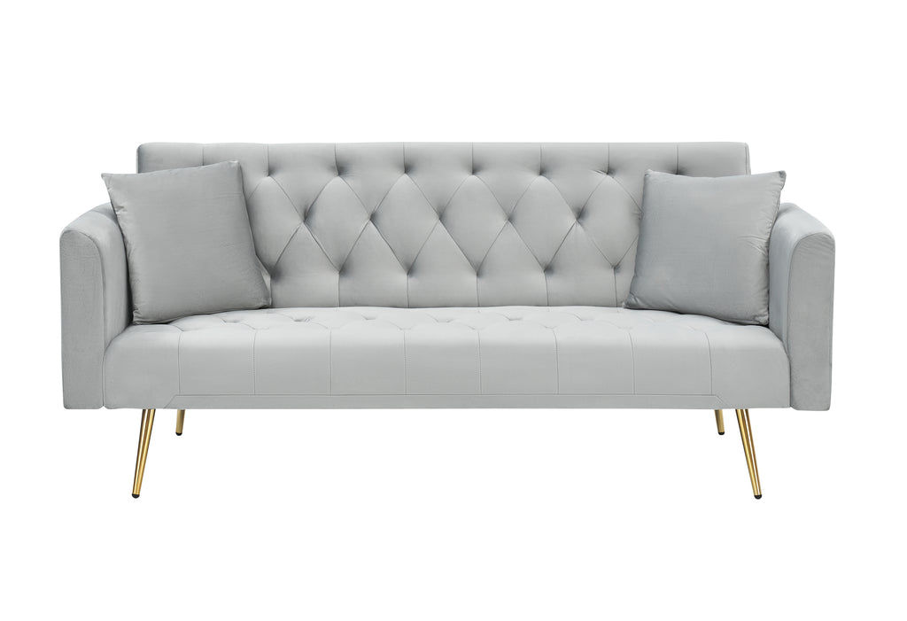 71-inch convertible love seat sofa, American vintage grey velvet material, suitable for small living room, bedroom, office - Grand Goldman Shop