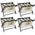 Hofitlead Wooden Luggage Rack, Folding Luggage Rack Suitcase Stand with Storage Shelf for Home Guest Room Bedroom Hotel,Black
