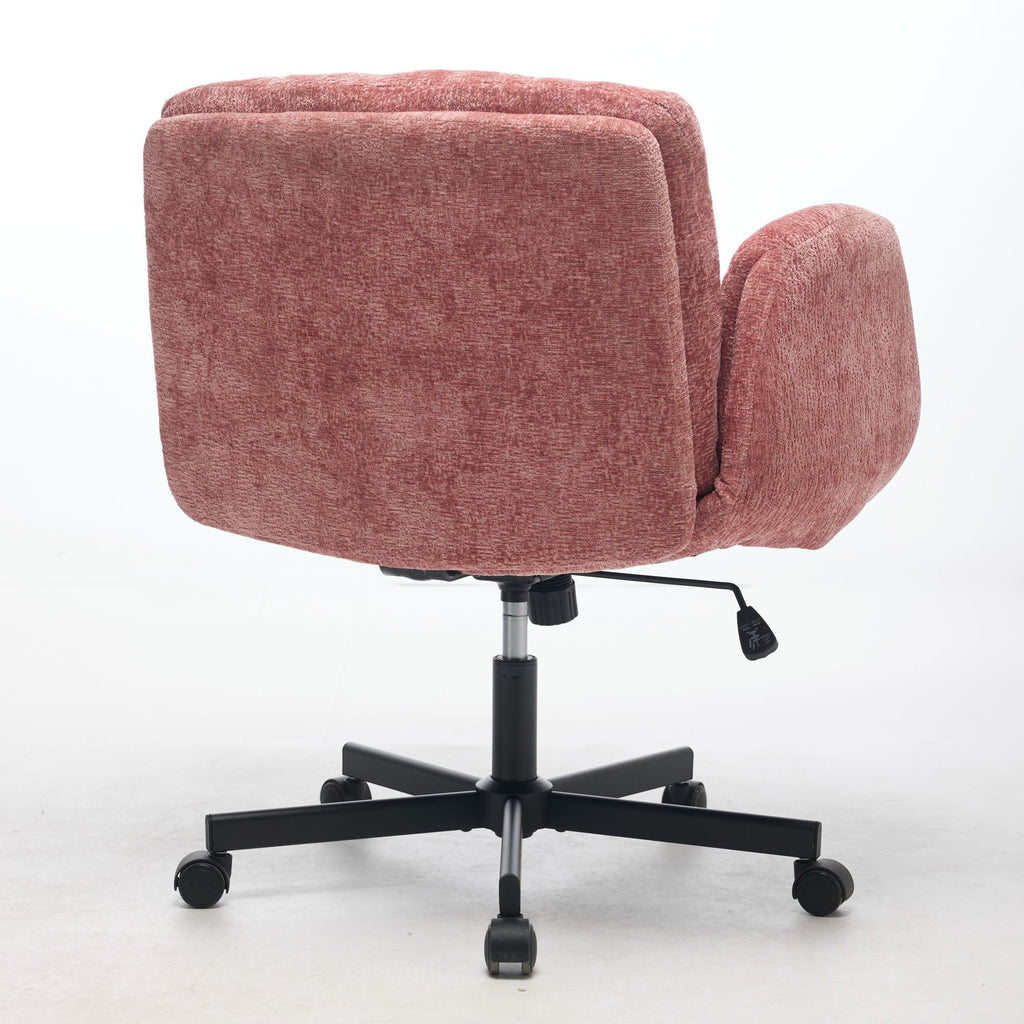 Modern Chenille Swivel Office Chair, Height Adjustable Task Chair with Convertible Multi-Position Armrests, Comfy Double Cush