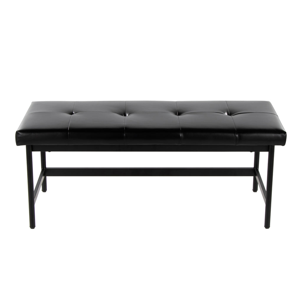 Bench in Black Metal and Black Faux Leather - Grand Goldman Shop