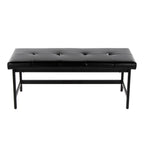 Bench in Black Metal and Black Faux Leather - Grand Goldman Shop