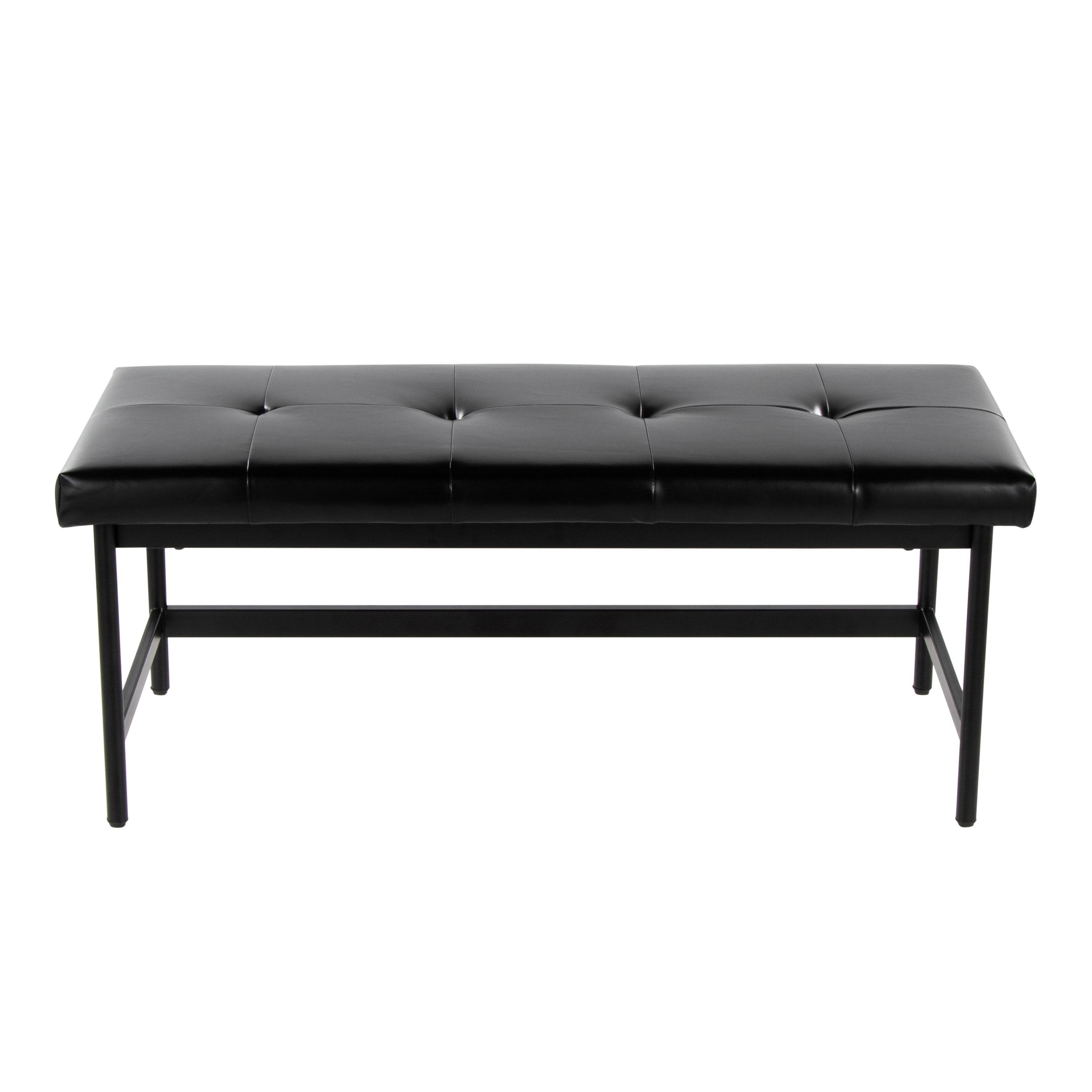 Bench in Black Metal and Black Faux Leather - Grand Goldman Shop
