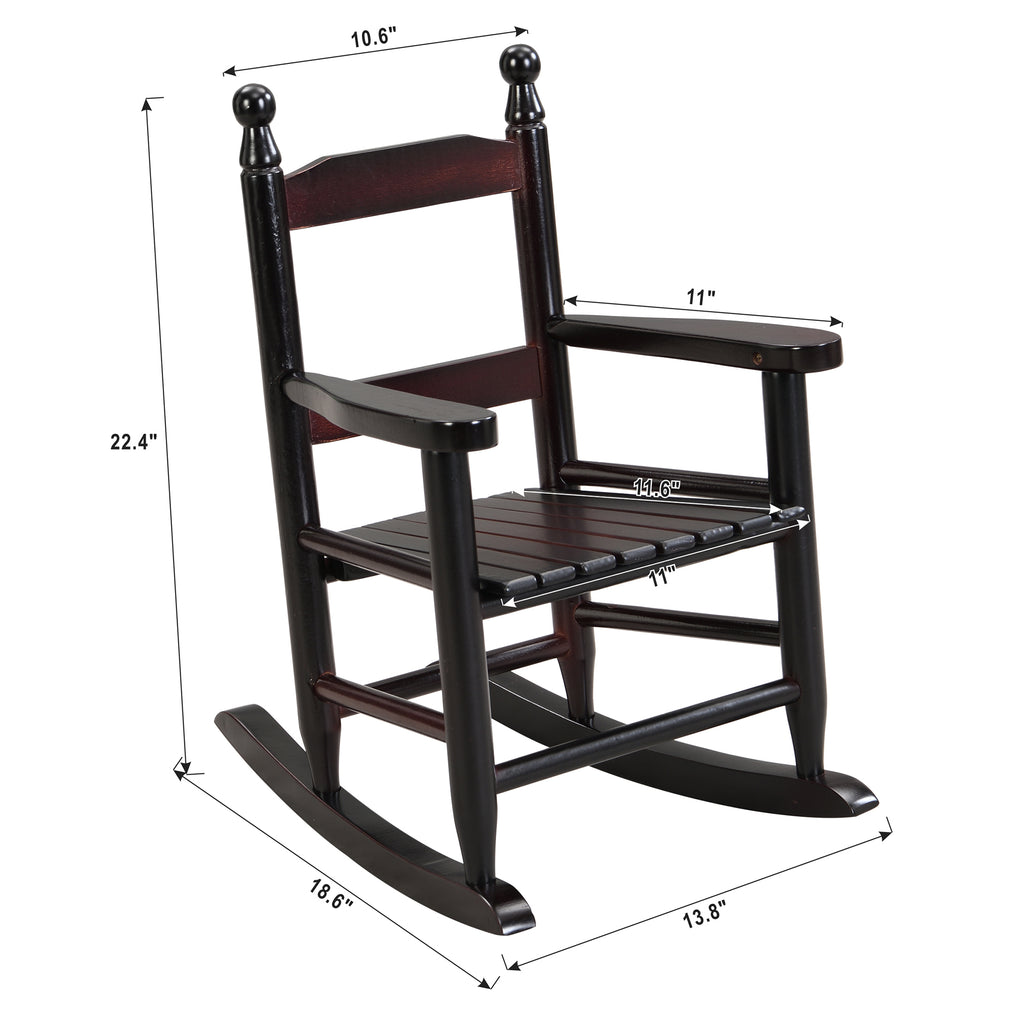 Oak Style Children's Rocking Chair for Indoor or Outdoor - Espresso Populus Wood - 14.17 x 18.90 x 22.44 inches - Grand Goldm