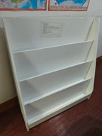 Stylish 4-Tier Kids Bookshelf, Toddler Book Display Shelves in White, Made of MDF with Rounded Edges, 31.5 x 11.8 x 34.65 inc