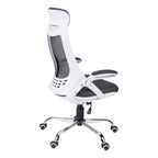 Contemporary Office Chair with Adjustable Height, Swivel, Ergonomic Design, Grey Mesh Fabric, Chrome Metal Base, Modern Work 