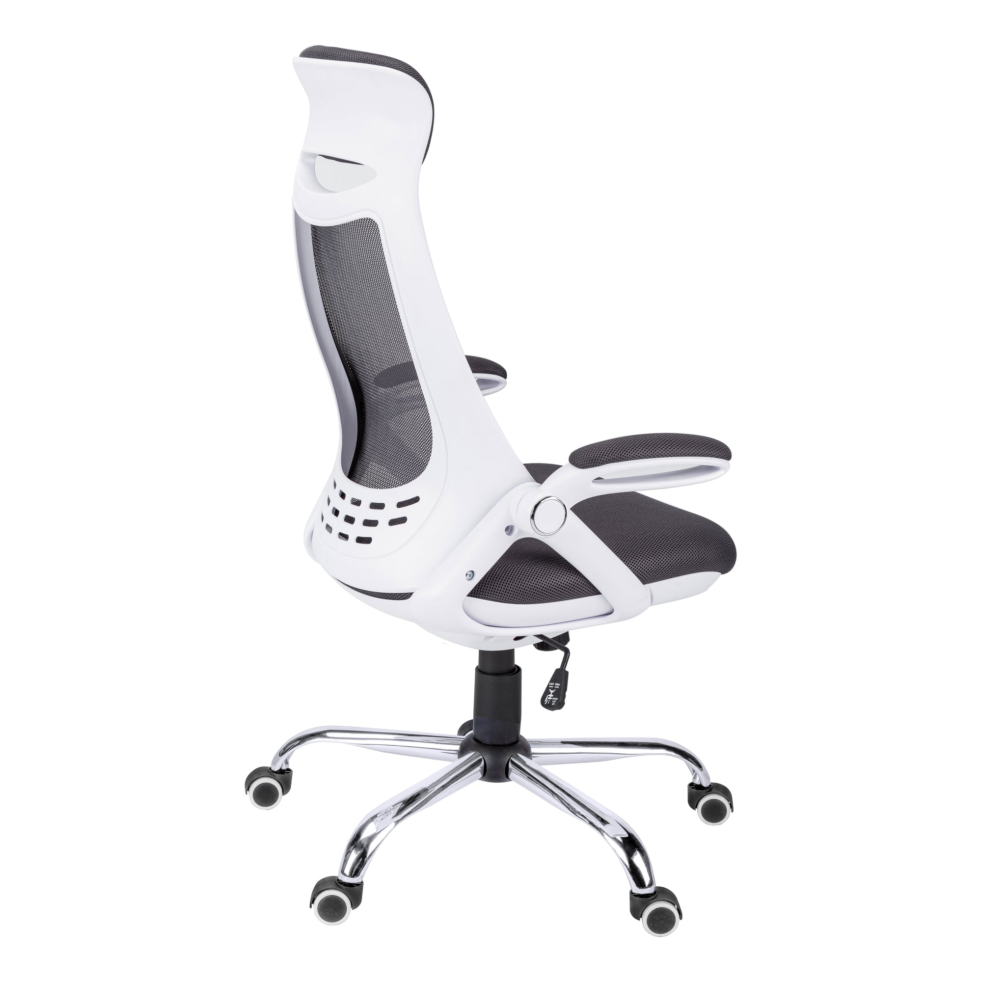 Contemporary Office Chair with Adjustable Height, Swivel, Ergonomic Design, Grey Mesh Fabric, Chrome Metal Base, Modern Work 