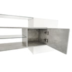 ON-TREND Unique Shape TV Stand with 2 Illuminated Glass Shelves, High Gloss Entertainment Center for TVs Up to 88', Versatile TV Cabinet with LED Color Changing Lights for Living Room, Grey - Grand Goldman Shop