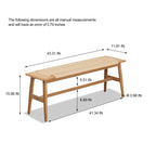 (1.1M) Woven Design Natural Oak Wood Dining Bench Bed Bench for Dining Room, Bedroom, Living Room - Grand Goldman Shop