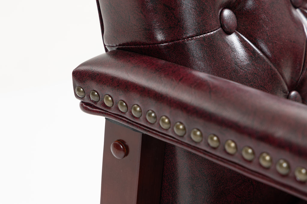 Leather Reception Guest Chairs  W/Padded Seat and Arms Ergonomic Mid-Back Office Executive Side Chair for Meeting Waiting Roo