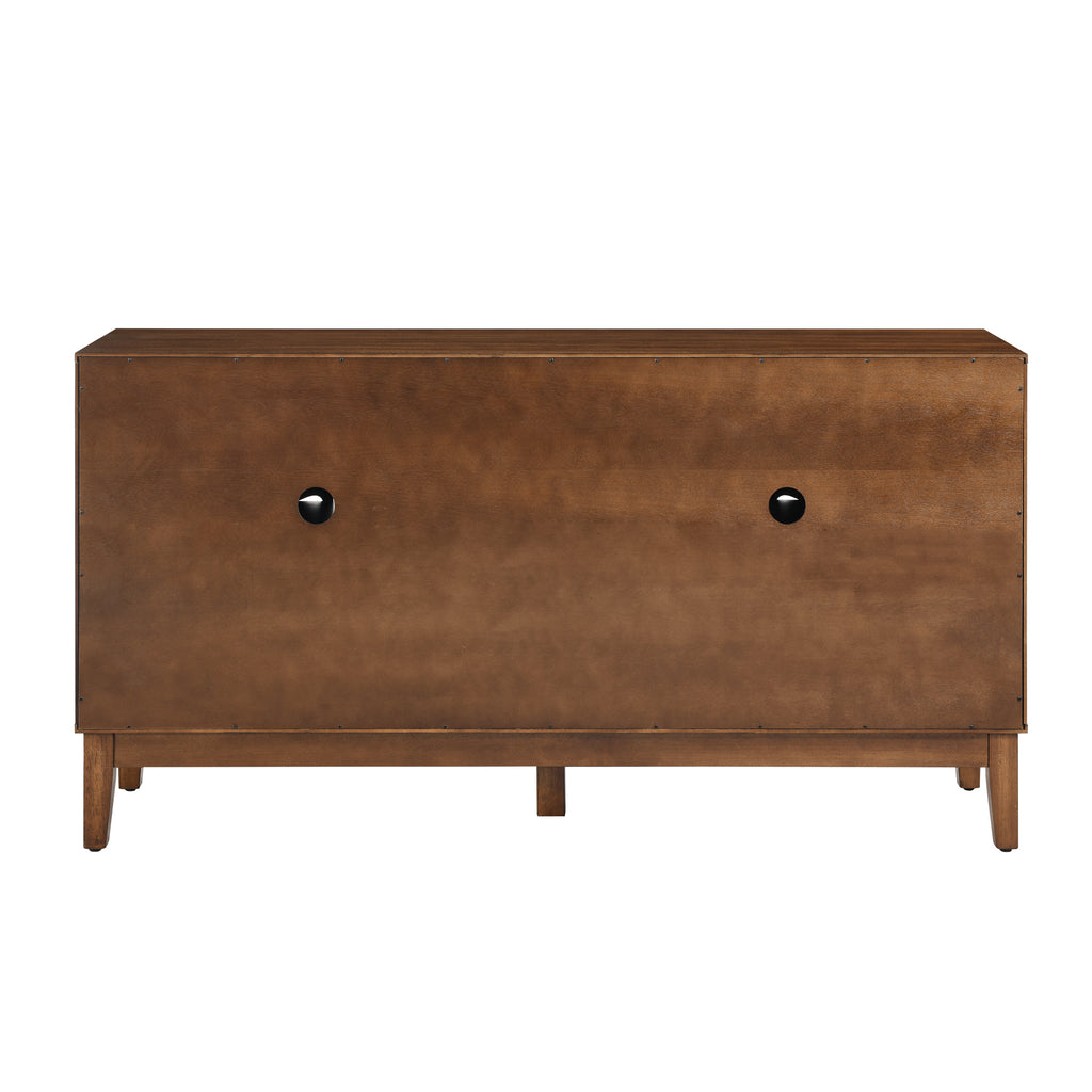 60.5' Mid Century Modern Sideboard Buffet Cabinet with Storage, TV Media Console Table, Storage Cabinet with 4 Doors & Adjustable Shelves for Kitchen Dining Living Room Entryway, Walnut - Grand Goldman Shop