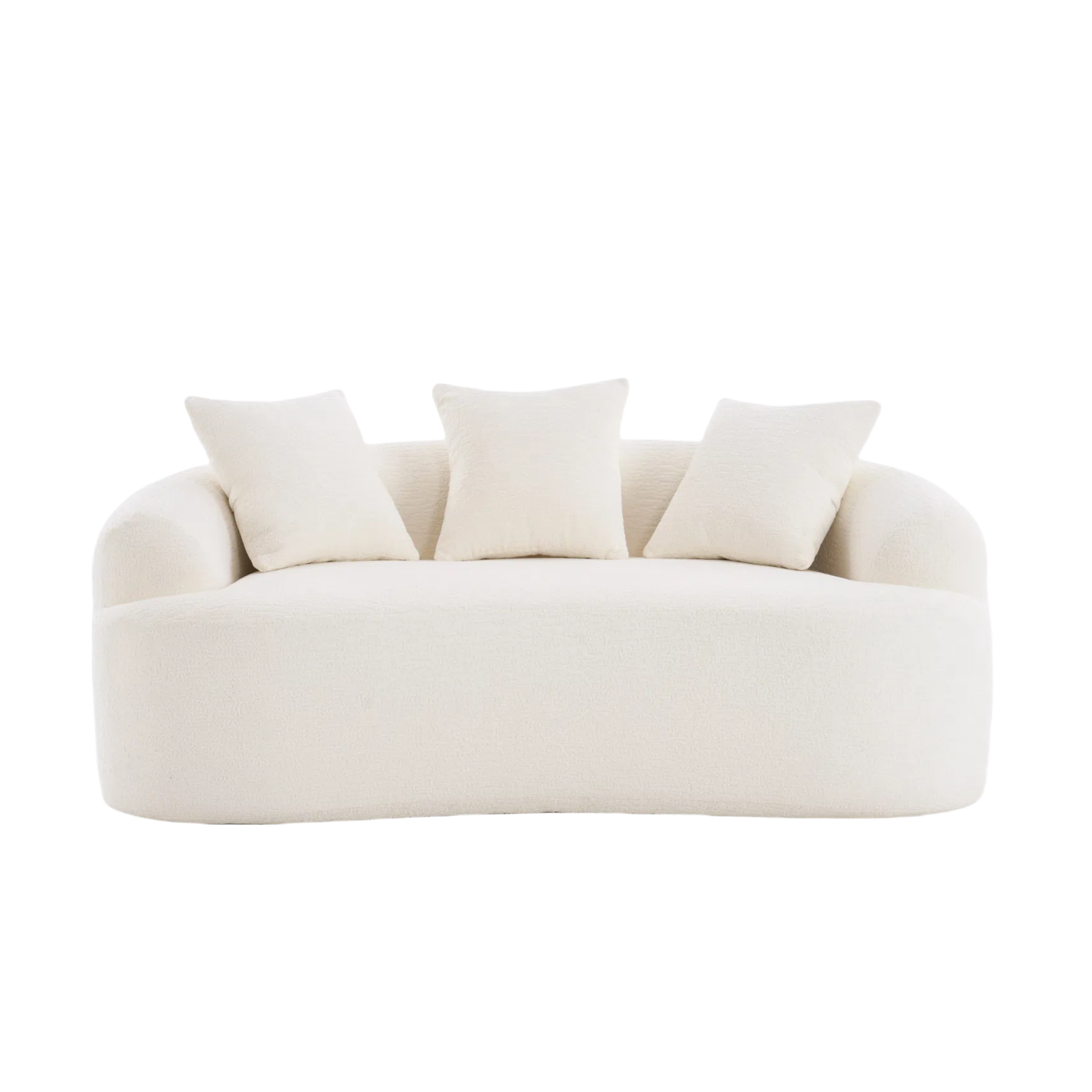 LY-025S Loveseat Sofa with Wood Grain Chenille Fabric, Cloud White High-Density Sponge Couch, Compact Design for Small Spaces - Grand Goldman Shop