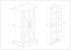50' LED Kitchen Pantry Cabinet,Freestanding Buffet Cupboards Sideboard with 2 Doors with Racks and 2 Adjustable Shelves for Kitchen, Living Room and Dinning Room-White - Grand Goldman Shop