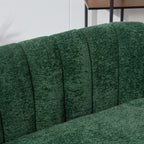 Modern Glam Green Chenille Mini Loveseat Accent Couch with Metal Legs, 50.2'' Wide Channel Tufted 2-Seater Sofa for Small Spaces - Grand Goldman Shop