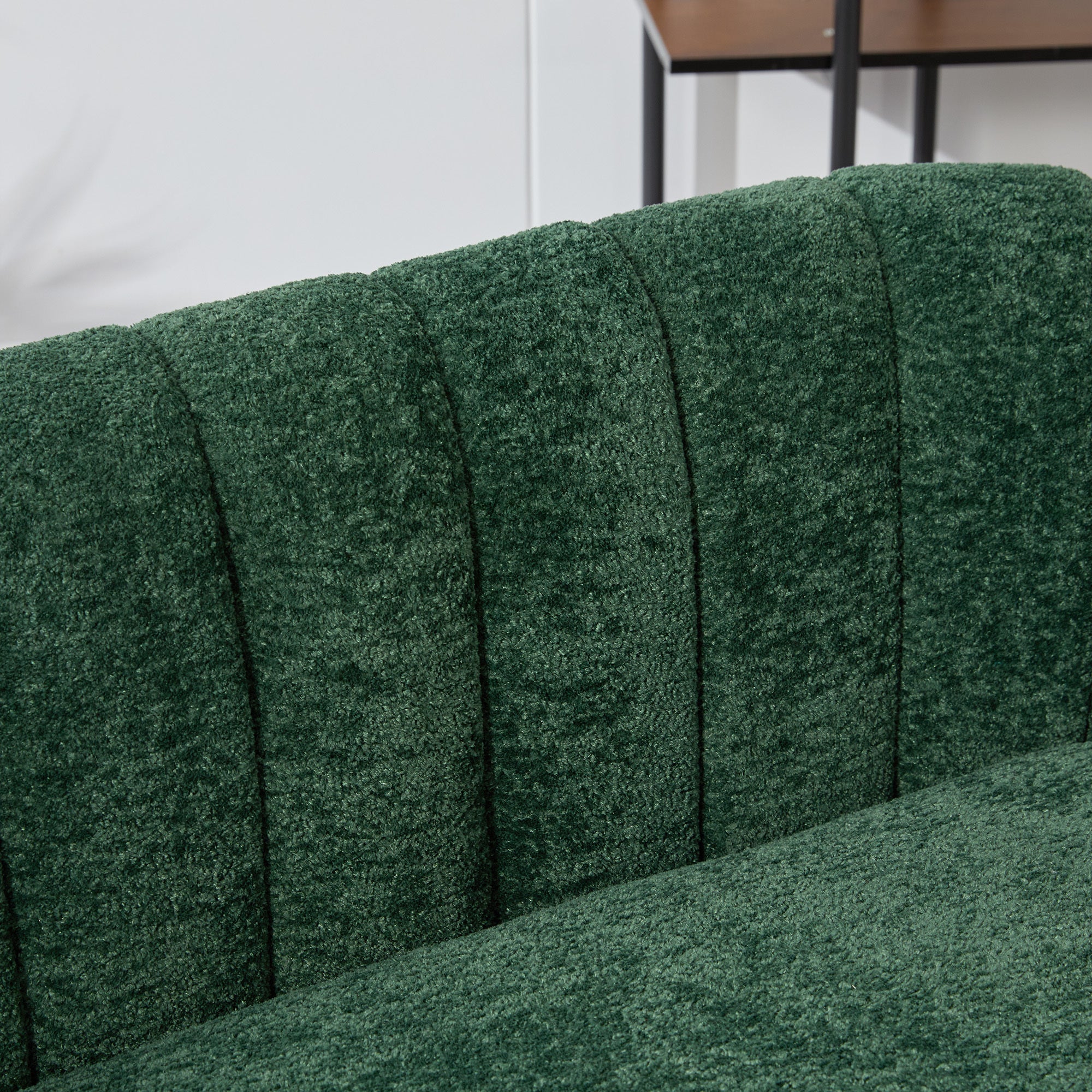 Modern Glam Green Chenille Mini Loveseat Accent Couch with Metal Legs, 50.2'' Wide Channel Tufted 2-Seater Sofa for Small Spaces - Grand Goldman Shop