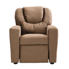 Sally Deluxe Kids Recliner Chair with Cup Holder and Footrest in Brown Velvet | Premium Home Decor - Grand Goldman