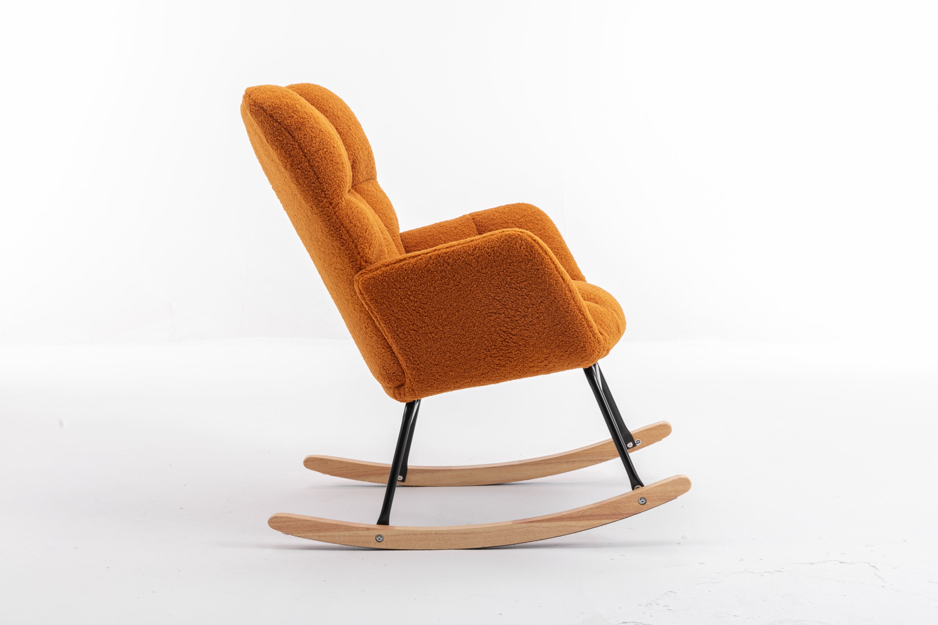 050-Teddy Fabric Rocking Gilder Nursery Chair For Living Room Indoor,Caramel - Grand Goldman Shop