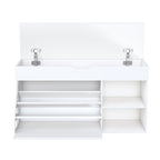 Modern Design Entryway Bench with Adjustable 3-Tier Flip-Up Drawers and Hidden Cabinet in White - Grand Goldman Shop